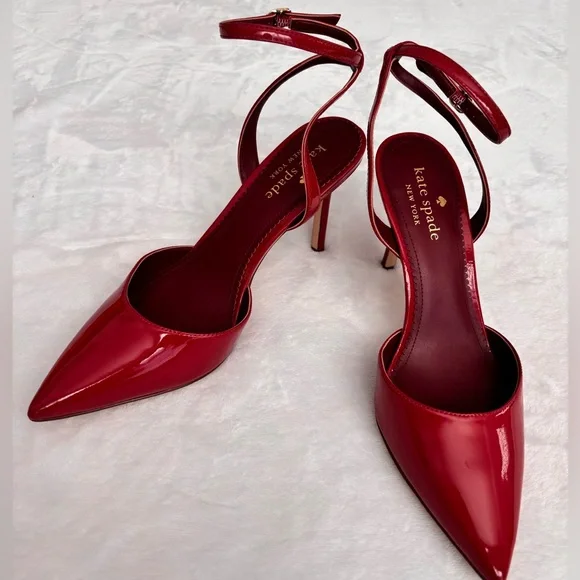 KATE SPADE NY Vivian Red Patent Leather Stiletto Heel Ankle Strap Pump--NEW--8 - Picture 4 of 15